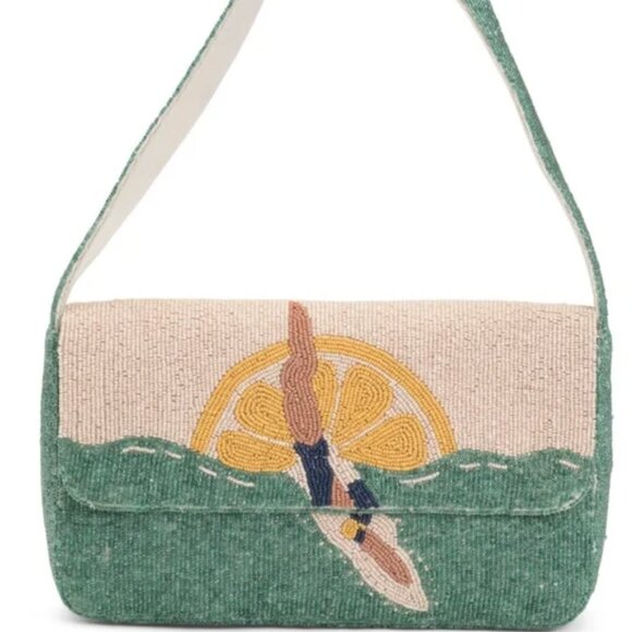 Handcrafted in India Beaded Diver Swim Sun Shoulder Bag NWT Tik Tok Viral - Picture 1 of 6
